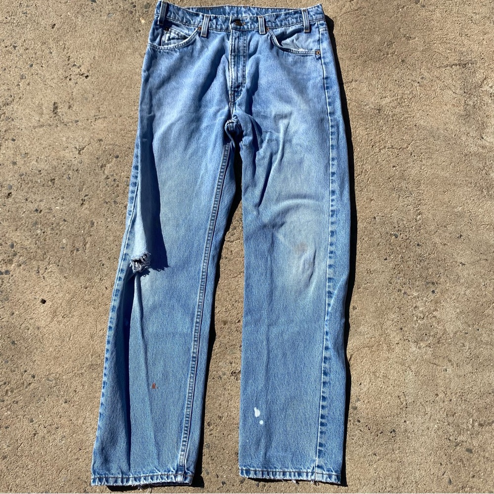 Vtg Levis 505 Jeans Orange Tab 34X32 Men’s Distressed USA 31x30 Measures